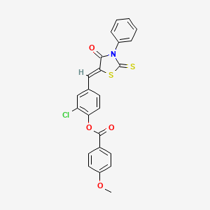 molecular formula C24H16ClNO4S2 B4819416 2-chloro-4-[(4-oxo-3-phenyl-2-thioxo-1,3-thiazolidin-5-ylidene)methyl]phenyl 4-methoxybenzoate 