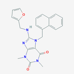 molecular formula C23H21N5O3 B481943 8-[(2-furylmethyl)amino]-1,3-dimethyl-7-(1-naphthylmethyl)-3,7-dihydro-1H-purine-2,6-dione CAS No. 309938-21-4