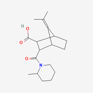 molecular formula C18H27NO3 B4819440 7-(1-methylethylidene)-3-[(2-methyl-1-piperidinyl)carbonyl]bicyclo[2.2.1]heptane-2-carboxylic acid 