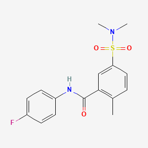 molecular formula C16H17FN2O3S B4819461 5-[(dimethylamino)sulfonyl]-N-(4-fluorophenyl)-2-methylbenzamide 