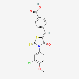 molecular formula C18H12ClNO4S2 B4819468 4-{[3-(3-chloro-4-methoxyphenyl)-4-oxo-2-thioxo-1,3-thiazolidin-5-ylidene]methyl}benzoic acid 