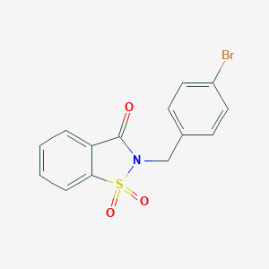 molecular formula C14H10BrNO3S B481948 2-[(4-Bromophenyl)methyl]-1,1-dioxo-1,2-benzothiazol-3-one CAS No. 41335-45-9