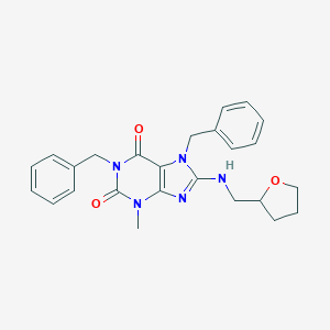 molecular formula C25H27N5O3 B481951 1,7-dibenzyl-3-methyl-8-[(tetrahydro-2-furanylmethyl)amino]-3,7-dihydro-1H-purine-2,6-dione CAS No. 372508-79-7