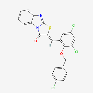 molecular formula C23H13Cl3N2O2S B4819512 2-{3,5-dichloro-2-[(4-chlorobenzyl)oxy]benzylidene}[1,3]thiazolo[3,2-a]benzimidazol-3(2H)-one 
