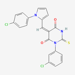 molecular formula C21H13Cl2N3O2S B4819514 1-(3-chlorophenyl)-5-{[1-(4-chlorophenyl)-1H-pyrrol-2-yl]methylene}-2-thioxodihydro-4,6(1H,5H)-pyrimidinedione 