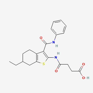 molecular formula C21H24N2O4S B4819516 4-{[3-(anilinocarbonyl)-6-ethyl-4,5,6,7-tetrahydro-1-benzothien-2-yl]amino}-4-oxobutanoic acid 