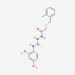 molecular formula C19H23N3O3S2 B4819525 N-(2,4-dimethoxyphenyl)-2-{[(2-methylbenzyl)thio]acetyl}hydrazinecarbothioamide 