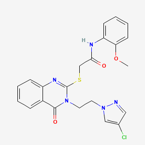 2-({3-[2-(4-chloro-1H-pyrazol-1-yl)ethyl]-4-oxo-3,4-dihydro-2-quinazolinyl}thio)-N-(2-methoxyphenyl)acetamide