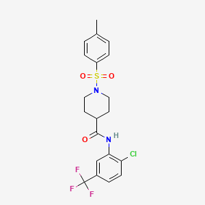 molecular formula C20H20ClF3N2O3S B4819593 N-[2-chloro-5-(trifluoromethyl)phenyl]-1-[(4-methylphenyl)sulfonyl]-4-piperidinecarboxamide 