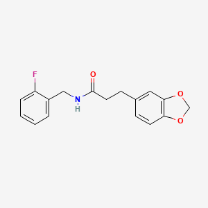 molecular formula C17H16FNO3 B4819616 3-(1,3-benzodioxol-5-yl)-N-(2-fluorobenzyl)propanamide 