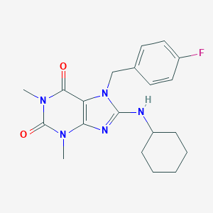 molecular formula C20H24FN5O2 B481963 8-Cyclohexylamino-7-(4-fluoro-benzyl)-1,3-dimethyl-3,7-dihydro-purine-2,6-dione CAS No. 359904-06-6