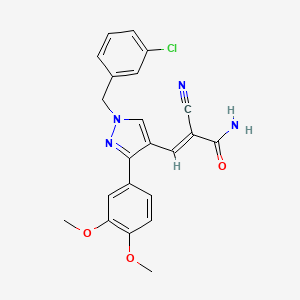 molecular formula C22H19ClN4O3 B4819634 3-[1-(3-chlorobenzyl)-3-(3,4-dimethoxyphenyl)-1H-pyrazol-4-yl]-2-cyanoacrylamide 