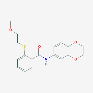 molecular formula C18H19NO4S B4819638 N-(2,3-dihydro-1,4-benzodioxin-6-yl)-2-[(2-methoxyethyl)thio]benzamide 