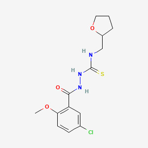 molecular formula C14H18ClN3O3S B4819656 2-(5-chloro-2-methoxybenzoyl)-N-(tetrahydro-2-furanylmethyl)hydrazinecarbothioamide 
