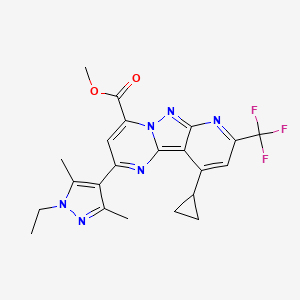 molecular formula C22H21F3N6O2 B4819663 methyl 10-cyclopropyl-2-(1-ethyl-3,5-dimethyl-1H-pyrazol-4-yl)-8-(trifluoromethyl)pyrido[2',3':3,4]pyrazolo[1,5-a]pyrimidine-4-carboxylate 