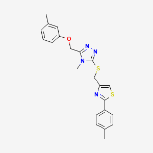 molecular formula C22H22N4OS2 B4819670 4-methyl-3-[(3-methylphenoxy)methyl]-5-({[2-(4-methylphenyl)-1,3-thiazol-4-yl]methyl}thio)-4H-1,2,4-triazole 