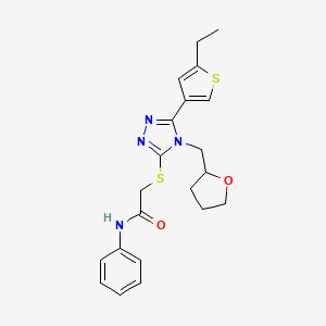 molecular formula C21H24N4O2S2 B4819675 2-{[5-(5-ethyl-3-thienyl)-4-(tetrahydro-2-furanylmethyl)-4H-1,2,4-triazol-3-yl]thio}-N-phenylacetamide 