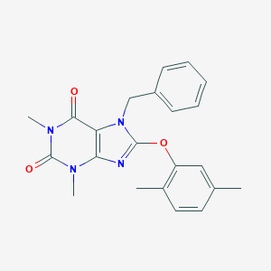 molecular formula C22H22N4O3 B481968 7-benzyl-8-(2,5-dimethylphenoxy)-1,3-dimethyl-3,7-dihydro-1H-purine-2,6-dione CAS No. 300839-81-0