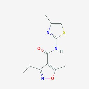 molecular formula C11H13N3O2S B4819683 3-ethyl-5-methyl-N-(4-methyl-1,3-thiazol-2-yl)-4-isoxazolecarboxamide 