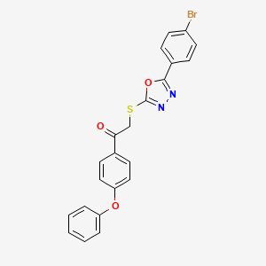 molecular formula C22H15BrN2O3S B4819693 2-{[5-(4-bromophenyl)-1,3,4-oxadiazol-2-yl]thio}-1-(4-phenoxyphenyl)ethanone 
