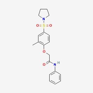 molecular formula C19H22N2O4S B4819706 2-[2-methyl-4-(1-pyrrolidinylsulfonyl)phenoxy]-N-phenylacetamide 