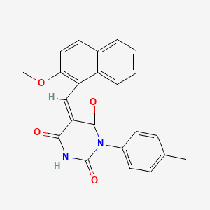 molecular formula C23H18N2O4 B4819729 5-[(2-methoxy-1-naphthyl)methylene]-1-(4-methylphenyl)-2,4,6(1H,3H,5H)-pyrimidinetrione 