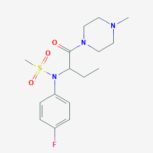 molecular formula C16H24FN3O3S B4819746 N-(4-fluorophenyl)-N-{1-[(4-methyl-1-piperazinyl)carbonyl]propyl}methanesulfonamide 