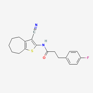 molecular formula C19H19FN2OS B4819779 N-(3-cyano-5,6,7,8-tetrahydro-4H-cyclohepta[b]thien-2-yl)-3-(4-fluorophenyl)propanamide 