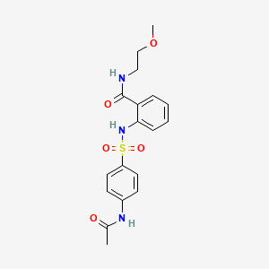 molecular formula C18H21N3O5S B4819795 2-({[4-(acetylamino)phenyl]sulfonyl}amino)-N-(2-methoxyethyl)benzamide 