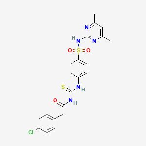 molecular formula C21H20ClN5O3S2 B4819861 2-(4-chlorophenyl)-N-{[(4-{[(4,6-dimethyl-2-pyrimidinyl)amino]sulfonyl}phenyl)amino]carbonothioyl}acetamide 