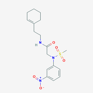 molecular formula C17H23N3O5S B4819870 N~1~-[2-(1-cyclohexen-1-yl)ethyl]-N~2~-(methylsulfonyl)-N~2~-(3-nitrophenyl)glycinamide 