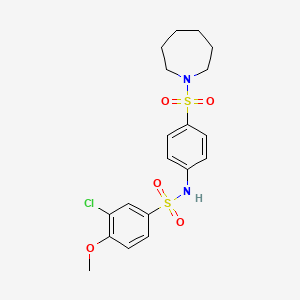 molecular formula C19H23ClN2O5S2 B4819925 N-[4-(1-azepanylsulfonyl)phenyl]-3-chloro-4-methoxybenzenesulfonamide 