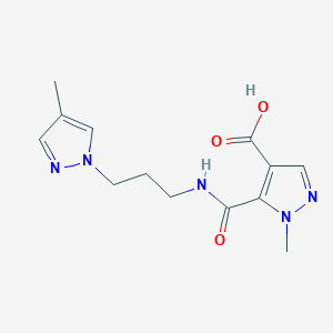 molecular formula C13H17N5O3 B4819938 1-methyl-5-({[3-(4-methyl-1H-pyrazol-1-yl)propyl]amino}carbonyl)-1H-pyrazole-4-carboxylic acid 