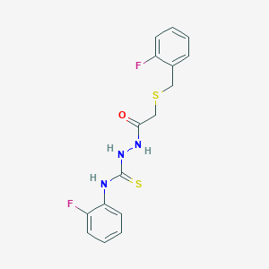 molecular formula C16H15F2N3OS2 B4819968 2-{[(2-fluorobenzyl)thio]acetyl}-N-(2-fluorophenyl)hydrazinecarbothioamide 