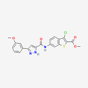 molecular formula C21H16ClN3O4S B4819997 methyl 3-chloro-6-({[5-(3-methoxyphenyl)-1H-pyrazol-3-yl]carbonyl}amino)-1-benzothiophene-2-carboxylate 