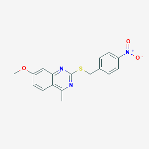 molecular formula C17H15N3O3S B4820145 7-methoxy-4-methyl-2-[(4-nitrobenzyl)thio]quinazoline 