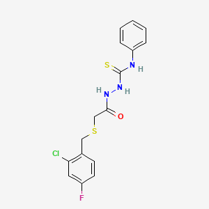 molecular formula C16H15ClFN3OS2 B4820193 2-{[(2-chloro-4-fluorobenzyl)thio]acetyl}-N-phenylhydrazinecarbothioamide 