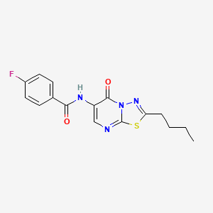 molecular formula C16H15FN4O2S B4820212 N-(2-butyl-5-oxo-5H-[1,3,4]thiadiazolo[3,2-a]pyrimidin-6-yl)-4-fluorobenzamide 