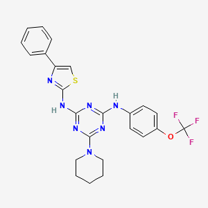 molecular formula C24H22F3N7OS B4820228 N-(4-phenyl-1,3-thiazol-2-yl)-6-piperidin-1-yl-N'-[4-(trifluoromethoxy)phenyl]-1,3,5-triazine-2,4-diamine 