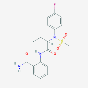 molecular formula C18H20FN3O4S B4820229 2-({2-[(4-fluorophenyl)(methylsulfonyl)amino]butanoyl}amino)benzamide 