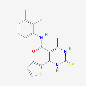 molecular formula C18H19N3OS2 B482024 N-(2,3-dimethylphenyl)-4-methyl-2-sulfanyl-6-(thiophen-2-yl)-1,6-dihydropyrimidine-5-carboxamide CAS No. 374090-84-3