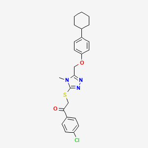 molecular formula C24H26ClN3O2S B4820271 1-(4-chlorophenyl)-2-({5-[(4-cyclohexylphenoxy)methyl]-4-methyl-4H-1,2,4-triazol-3-yl}thio)ethanone 
