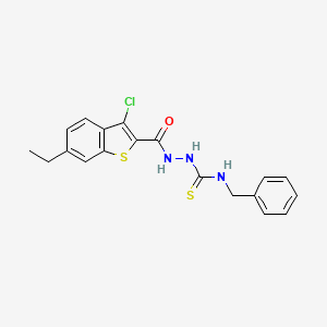 molecular formula C19H18ClN3OS2 B4820281 N-benzyl-2-[(3-chloro-6-ethyl-1-benzothien-2-yl)carbonyl]hydrazinecarbothioamide 