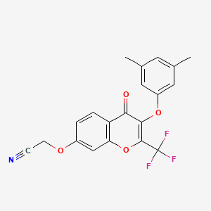 molecular formula C20H14F3NO4 B4820288 {[3-(3,5-dimethylphenoxy)-4-oxo-2-(trifluoromethyl)-4H-chromen-7-yl]oxy}acetonitrile 