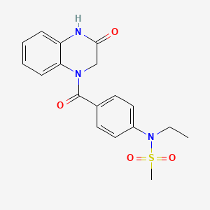 molecular formula C18H19N3O4S B4820289 N-ethyl-N-{4-[(3-oxo-3,4-dihydro-1(2H)-quinoxalinyl)carbonyl]phenyl}methanesulfonamide 