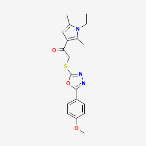 molecular formula C19H21N3O3S B4820301 1-(1-ethyl-2,5-dimethyl-1H-pyrrol-3-yl)-2-{[5-(4-methoxyphenyl)-1,3,4-oxadiazol-2-yl]thio}ethanone 