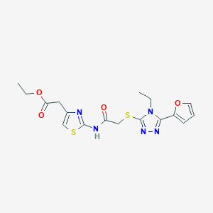 molecular formula C17H19N5O4S2 B4820309 ethyl {2-[({[4-ethyl-5-(2-furyl)-4H-1,2,4-triazol-3-yl]thio}acetyl)amino]-1,3-thiazol-4-yl}acetate 