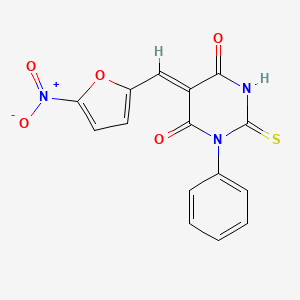 molecular formula C15H9N3O5S B4820328 5-[(5-nitro-2-furyl)methylene]-1-phenyl-2-thioxodihydro-4,6(1H,5H)-pyrimidinedione 