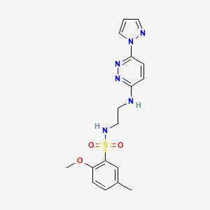 molecular formula C17H20N6O3S B4820355 2-methoxy-5-methyl-N-(2-{[6-(1H-pyrazol-1-yl)-3-pyridazinyl]amino}ethyl)benzenesulfonamide 