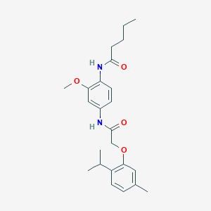 molecular formula C24H32N2O4 B4820367 N-(4-{[(2-isopropyl-5-methylphenoxy)acetyl]amino}-2-methoxyphenyl)pentanamide 